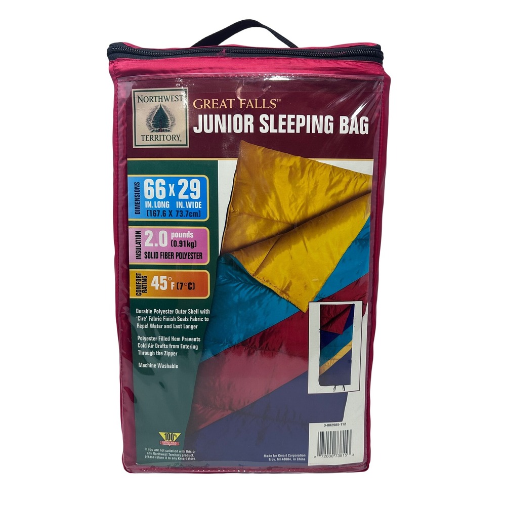 Northwest Territory Vintage Junior Sleeping Bag 66x29 45F Colorblock 1990s NOS